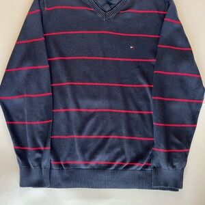 Tommy Hilfiger Navy Blue Sweater with Red Stripes